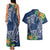 Polynesia Couples Matching Tank Maxi Dress and Hawaiian Shirt Sharks Duo Tropical Navy