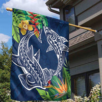 Polynesia Garden Flag Sharks Duo Tropical Navy LT7 - Polynesian Pride