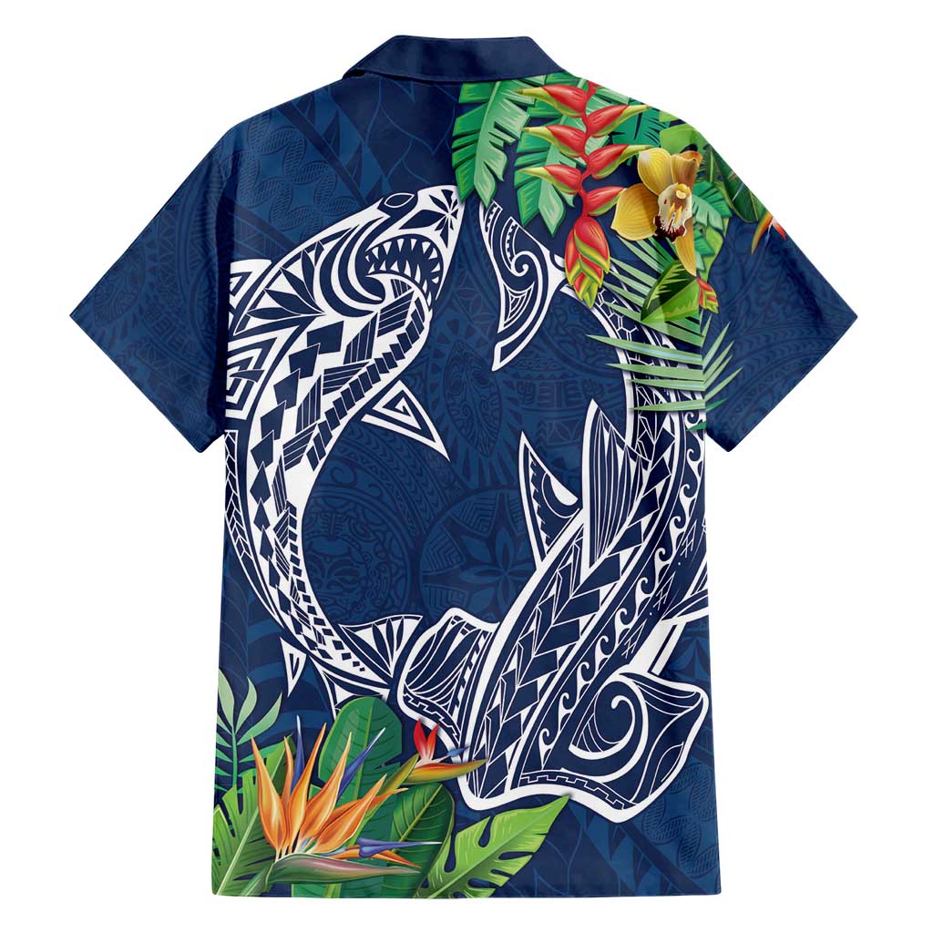 Polynesia Hawaiian Shirt Sharks Duo Tropical Navy LT7 - Polynesian Pride