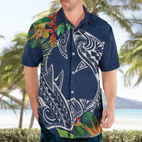 Polynesia Hawaiian Shirt Sharks Duo Tropical Navy LT7 - Polynesian Pride