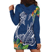 Polynesia Hoodie Dress Sharks Duo Tropical Navy LT7 - Polynesian Pride