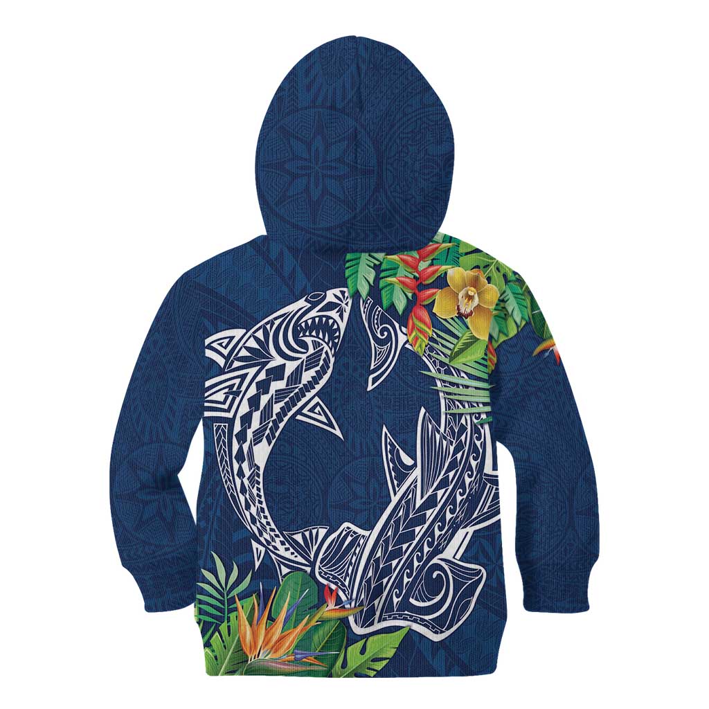 Polynesia Kid Hoodie Sharks Duo Tropical Navy