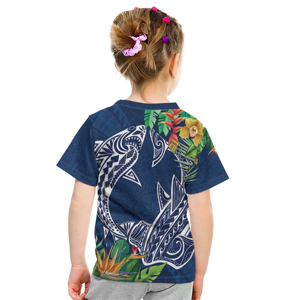 Polynesia Kid T Shirt Sharks Duo Tropical Navy