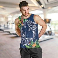 Polynesia Men Tank Top Sharks Duo Tropical Navy LT7 Navy - Polynesian Pride