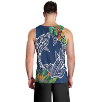 Polynesia Men Tank Top Sharks Duo Tropical Navy LT7 - Polynesian Pride