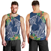 Polynesia Men Tank Top Sharks Duo Tropical Navy LT7 - Polynesian Pride