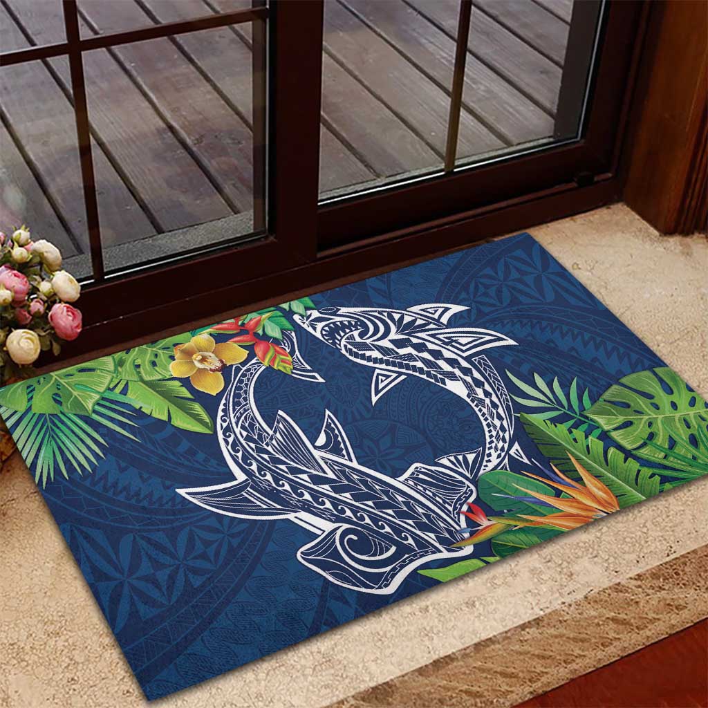 Polynesia Rubber Doormat Sharks Duo Tropical Navy LT7 - Polynesian Pride