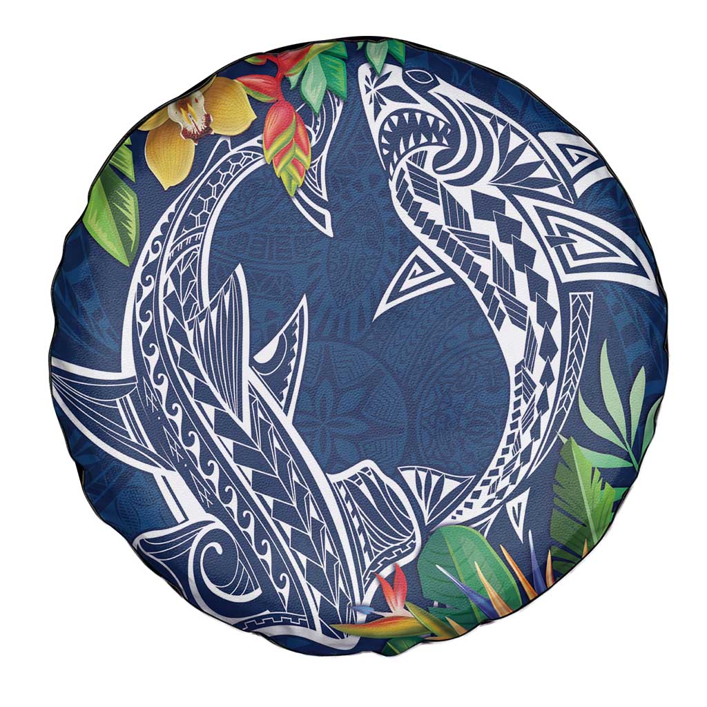 Polynesia Spare Tire Cover Sharks Duo Tropical Navy LT7 - Polynesian Pride