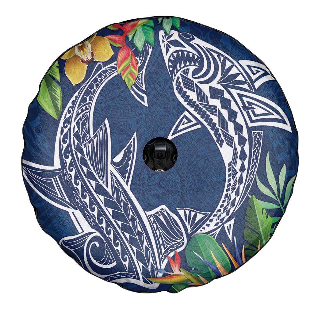 Polynesia Spare Tire Cover Sharks Duo Tropical Navy LT7 - Polynesian Pride