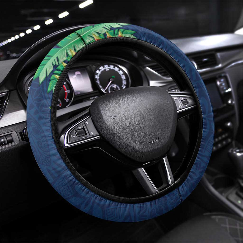 Polynesia Steering Wheel Cover Sharks Duo Tropical Navy LT7 Universal Fit Navy - Polynesian Pride