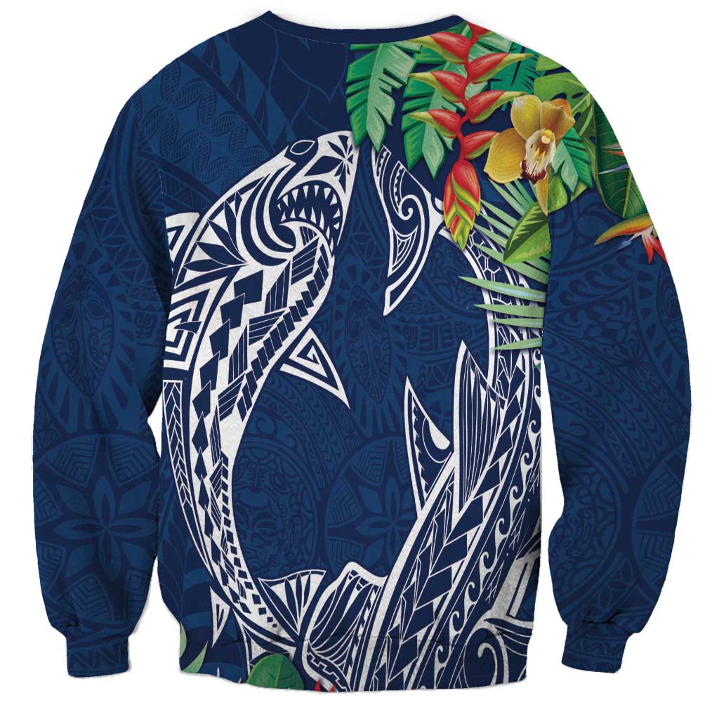 Polynesia Sweatshirt Sharks Duo Tropical Navy LT7 - Polynesian Pride