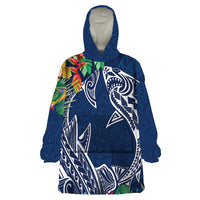 Polynesia Wearable Blanket Hoodie Sharks Duo Tropical Navy LT7 One Size Navy - Polynesian Pride