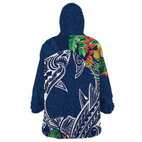 Polynesia Wearable Blanket Hoodie Sharks Duo Tropical Navy LT7 - Polynesian Pride