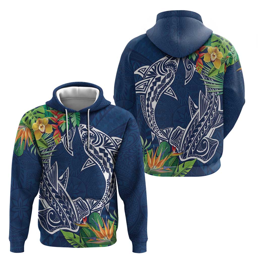 Polynesia Zip Hoodie Sharks Duo Tropical Navy