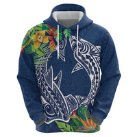 Polynesia Zip Hoodie Sharks Duo Tropical Navy