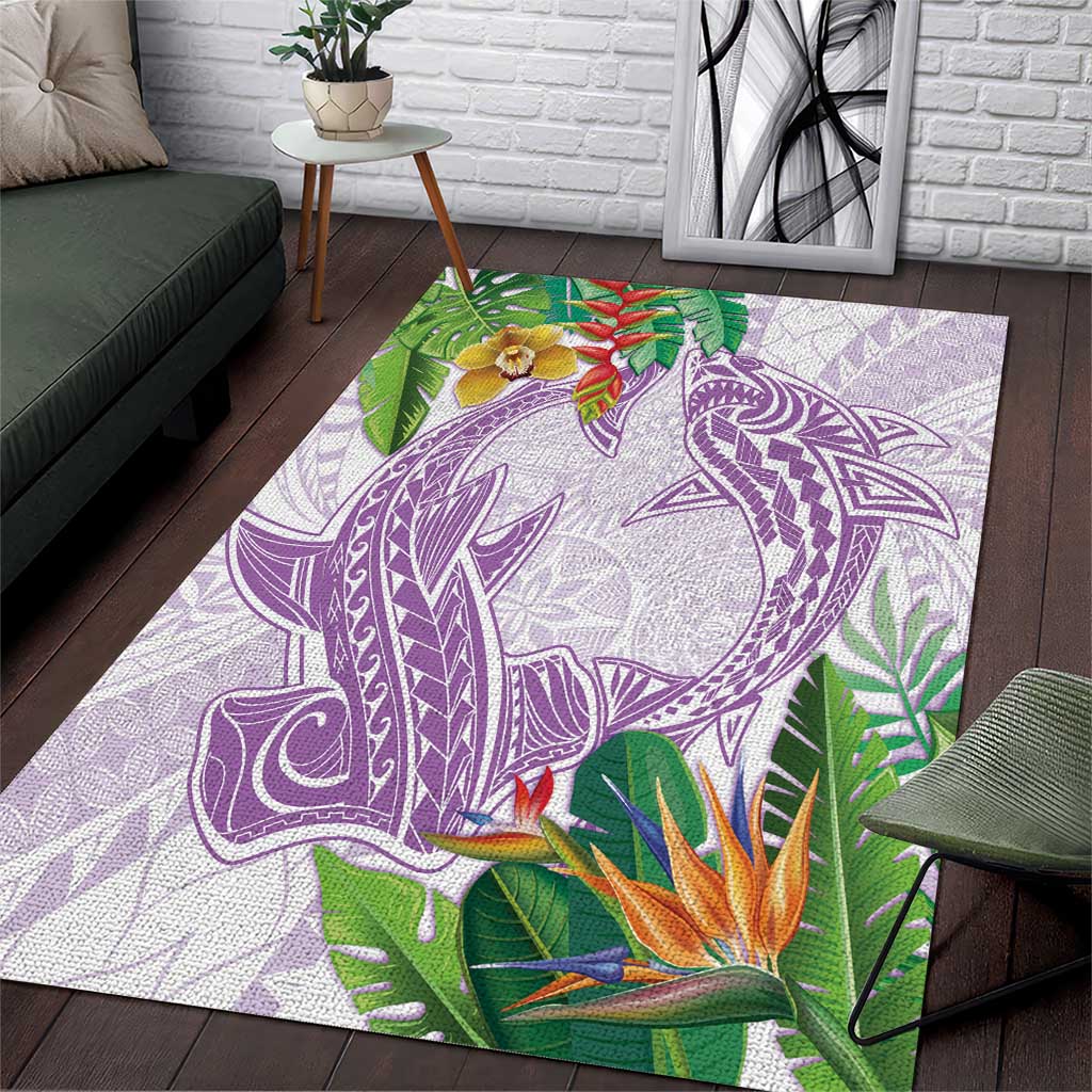 Polynesia Area Rug Sharks Duo Tropical Lavender