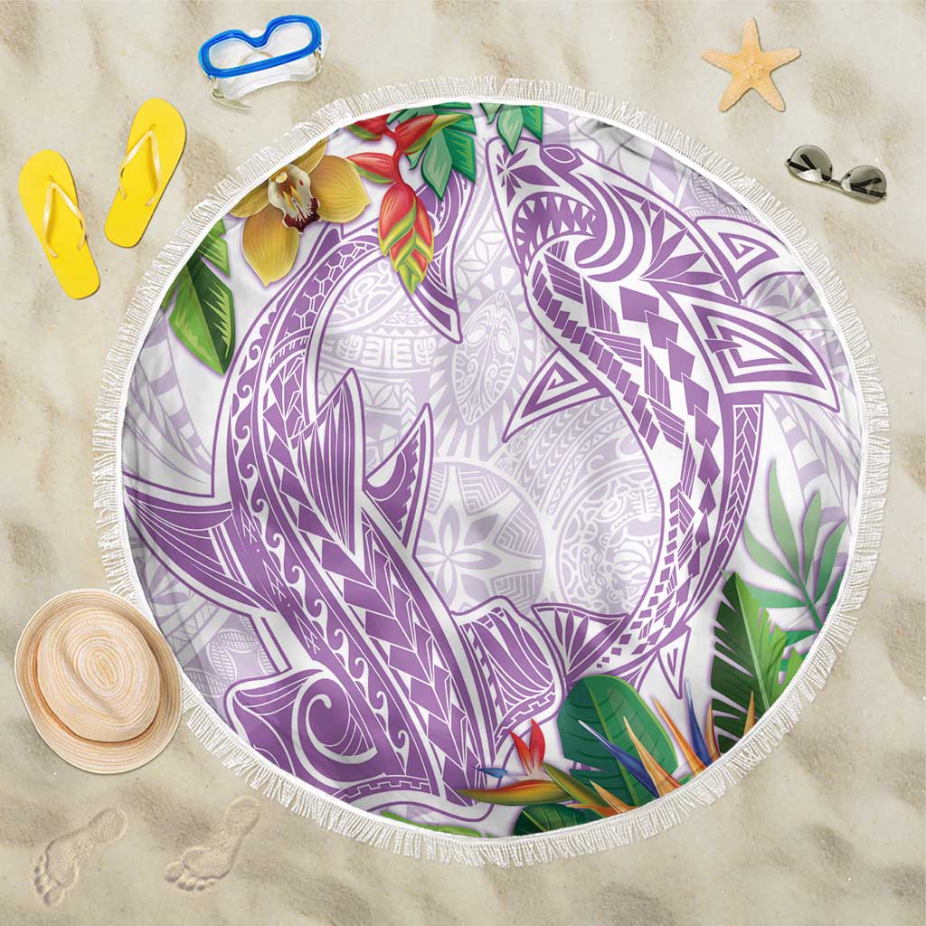 Polynesia Beach Blanket Sharks Duo Tropical Lavender LT7 One Size 150cm Lavender - Polynesian Pride