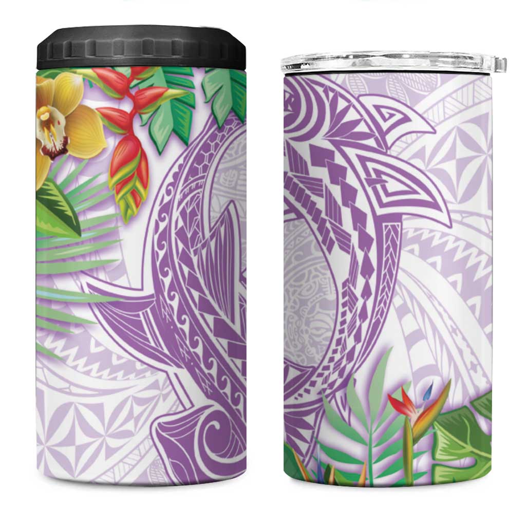 Polynesia 4 in 1 Can Cooler Tumbler Sharks Duo Tropical Lavender LT7 One Size: 16 oz Lavender - Polynesian Pride