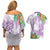 Polynesia Couples Matching Off Shoulder Short Dress and Hawaiian Shirt Sharks Duo Tropical Lavender