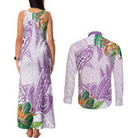 Polynesia Couples Matching Tank Maxi Dress and Long Sleeve Button Shirt Sharks Duo Tropical Lavender LT7 - Polynesian Pride
