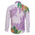 Polynesia Family Matching Off The Shoulder Long Sleeve Dress and Hawaiian Shirt Sharks Duo Tropical Lavender