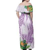 Polynesia Family Matching Off Shoulder Maxi Dress and Hawaiian Shirt Sharks Duo Tropical Lavender LT7 - Polynesian Pride