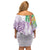 Polynesia Family Matching Off Shoulder Short Dress and Hawaiian Shirt Sharks Duo Tropical Lavender