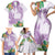 Polynesia Family Matching Short Sleeve Bodycon Dress and Hawaiian Shirt Sharks Duo Tropical Lavender