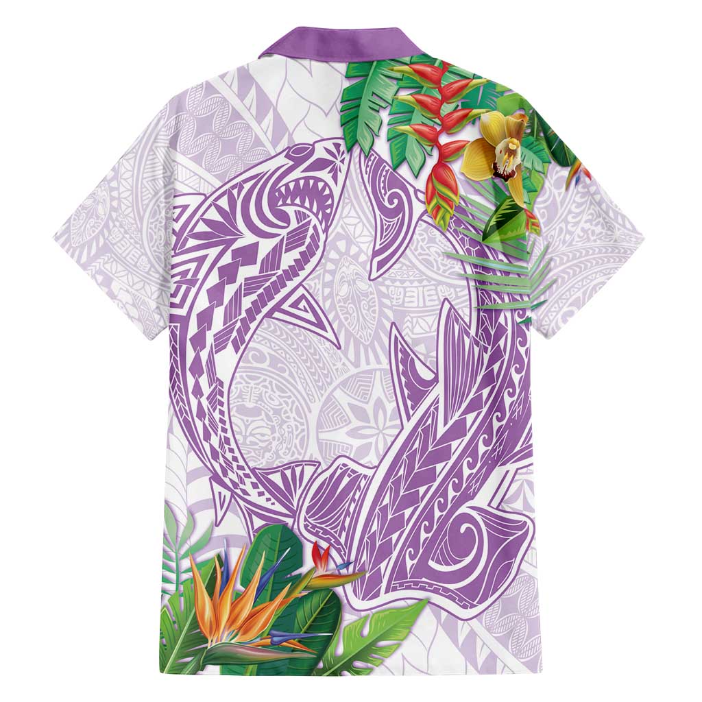Polynesia Family Matching Summer Maxi Dress and Hawaiian Shirt Sharks Duo Tropical Lavender LT7 - Polynesian Pride