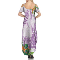 Polynesia Family Matching Summer Maxi Dress and Hawaiian Shirt Sharks Duo Tropical Lavender LT7 - Polynesian Pride