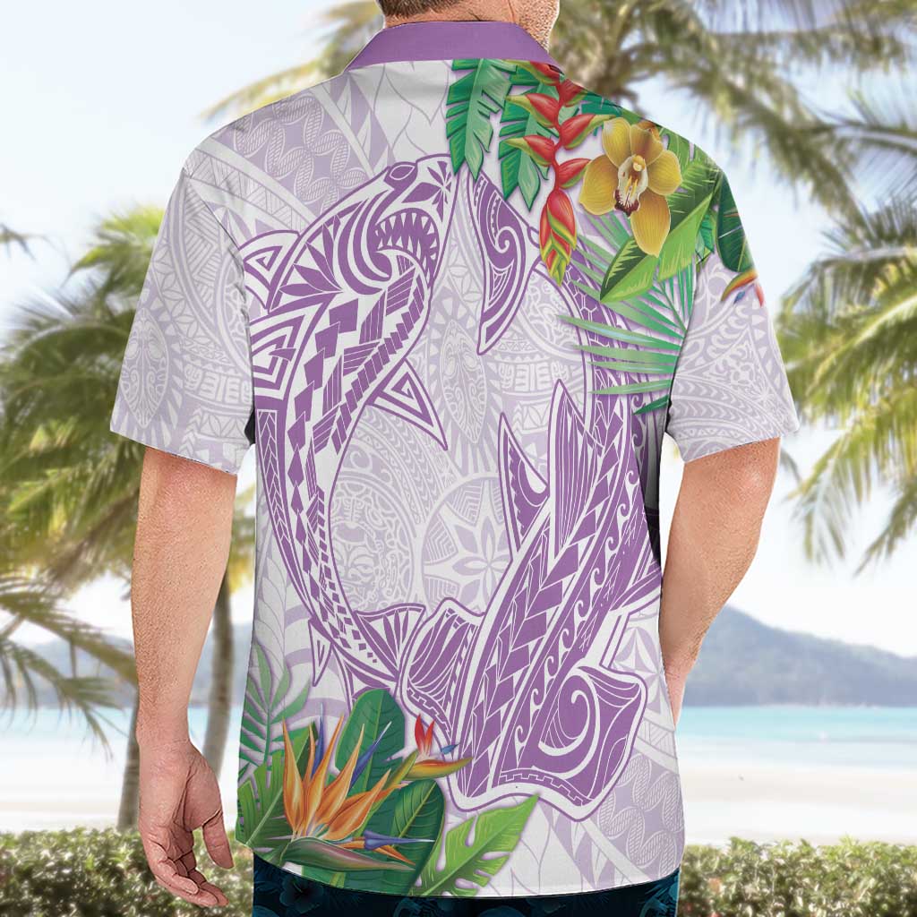 Polynesia Hawaiian Shirt Sharks Duo Tropical Lavender LT7 - Polynesian Pride