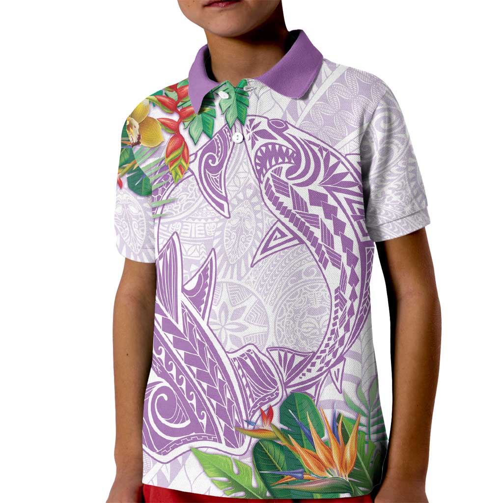Polynesia Kid Polo Shirt Sharks Duo Tropical Lavender