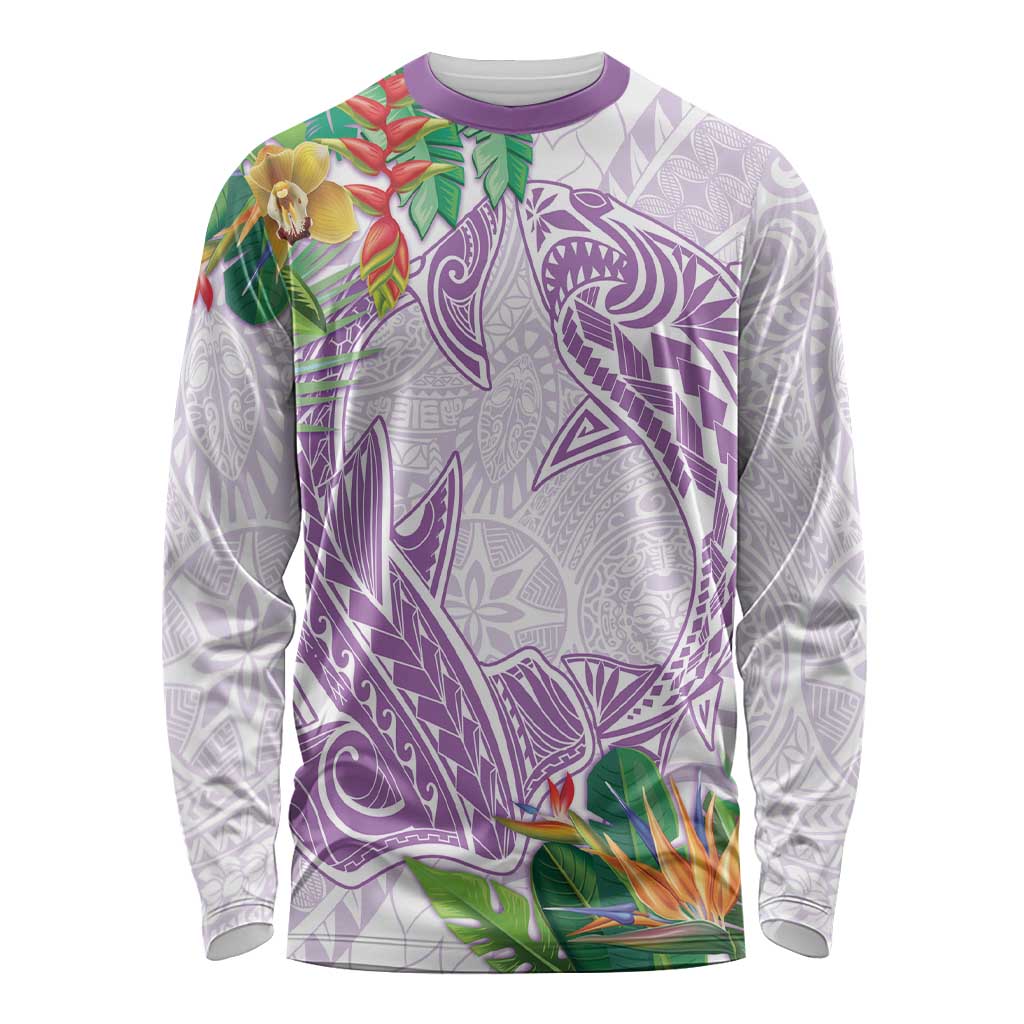 Polynesia Long Sleeve Shirt Sharks Duo Tropical Lavender