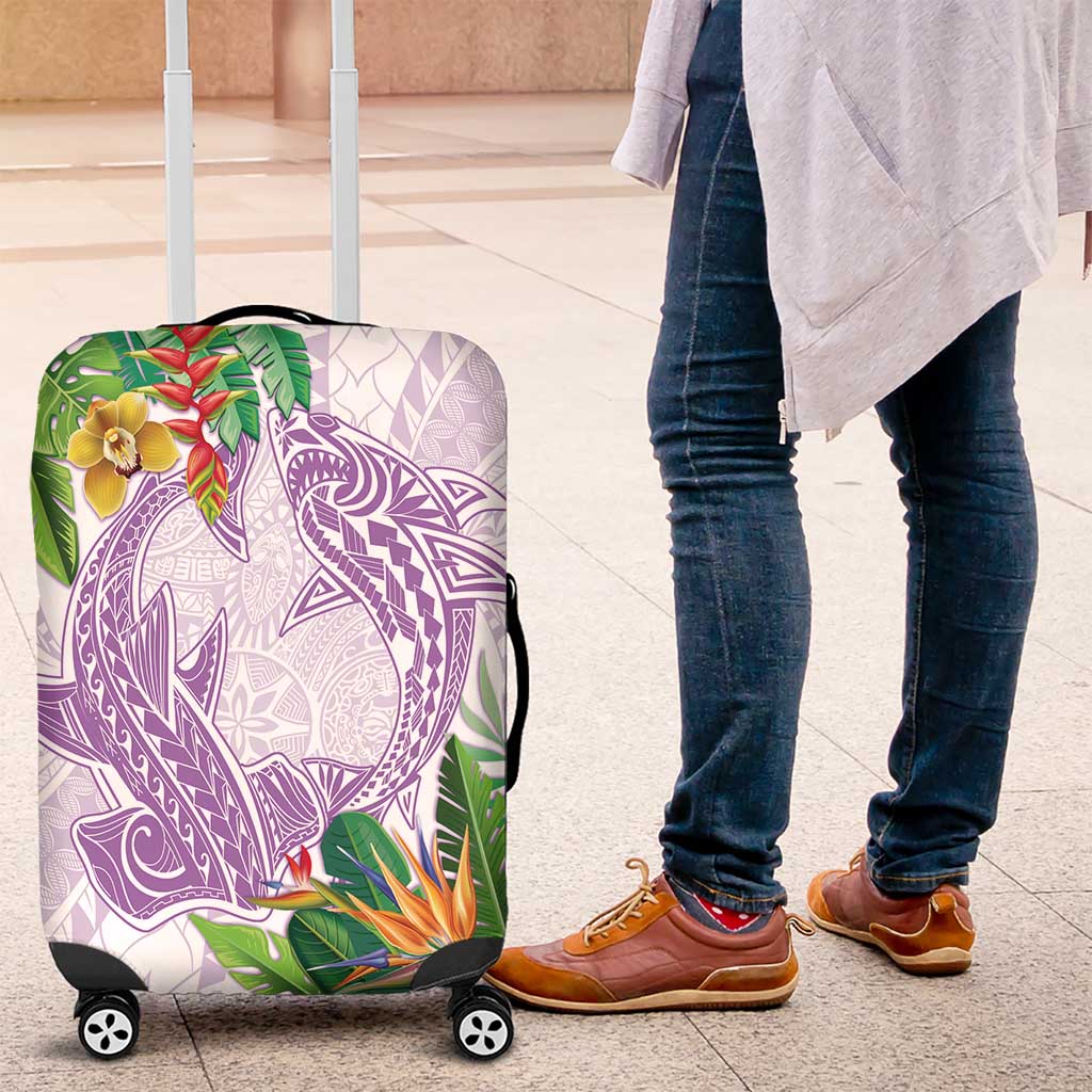 Polynesia Luggage Cover Sharks Duo Tropical Lavender