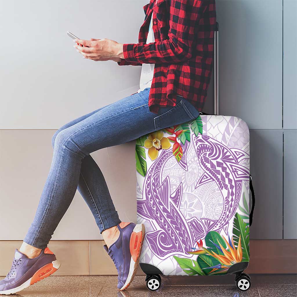 Polynesia Luggage Cover Sharks Duo Tropical Lavender