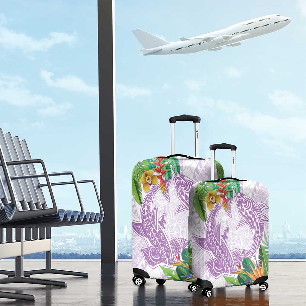 Polynesia Luggage Cover Sharks Duo Tropical Lavender
