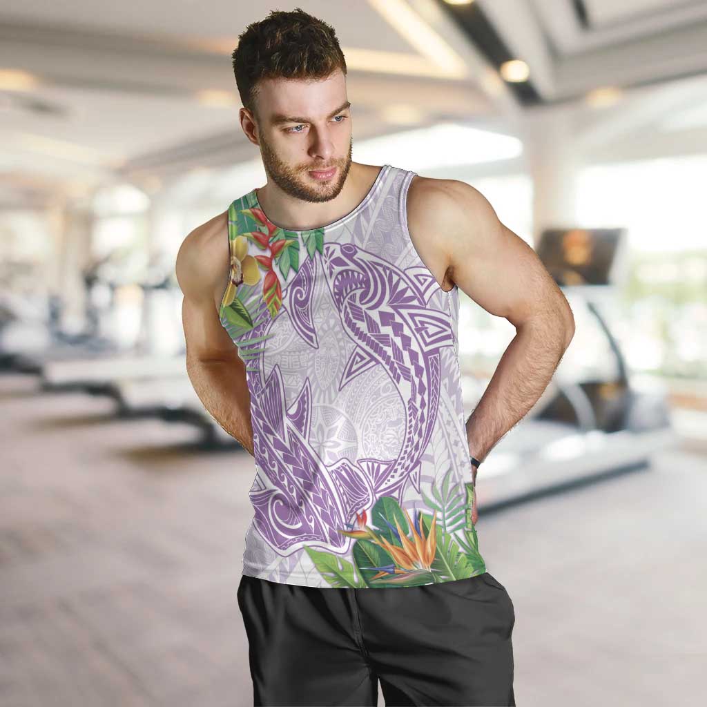 Polynesia Men Tank Top Sharks Duo Tropical Lavender