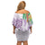 Polynesia Off Shoulder Short Dress Sharks Duo Tropical Lavender