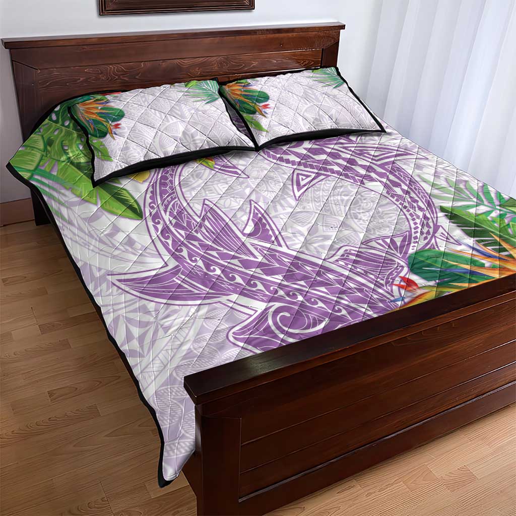 Polynesia Quilt Bed Set Sharks Duo Tropical Lavender LT7 - Polynesian Pride