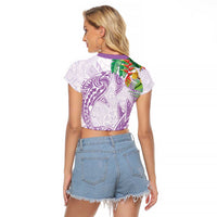 Polynesia Raglan Cropped T Shirt Sharks Duo Tropical Lavender