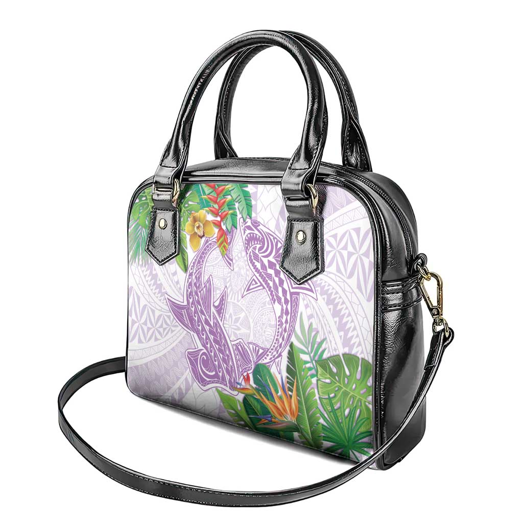 Polynesia Shoulder Handbag Sharks Duo Tropical Lavender