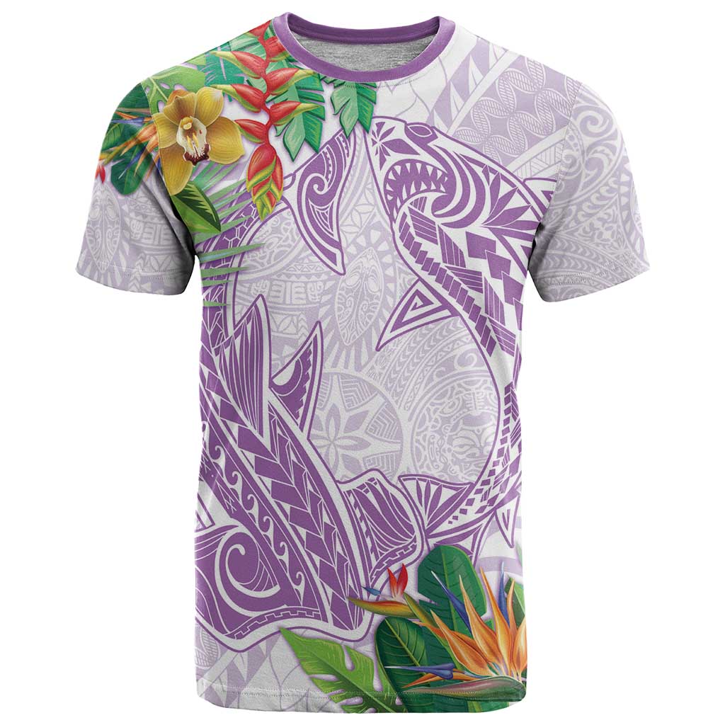 Polynesia T Shirt Sharks Duo Tropical Lavender