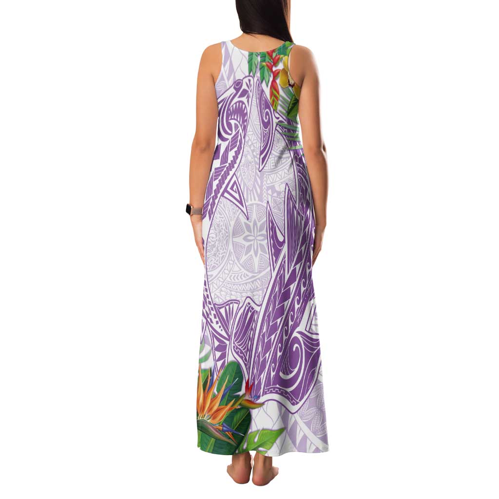Polynesia Tank Maxi Dress Sharks Duo Tropical Lavender LT7 - Polynesian Pride