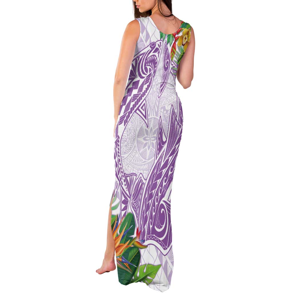 Polynesia Tank Maxi Dress Sharks Duo Tropical Lavender LT7 - Polynesian Pride
