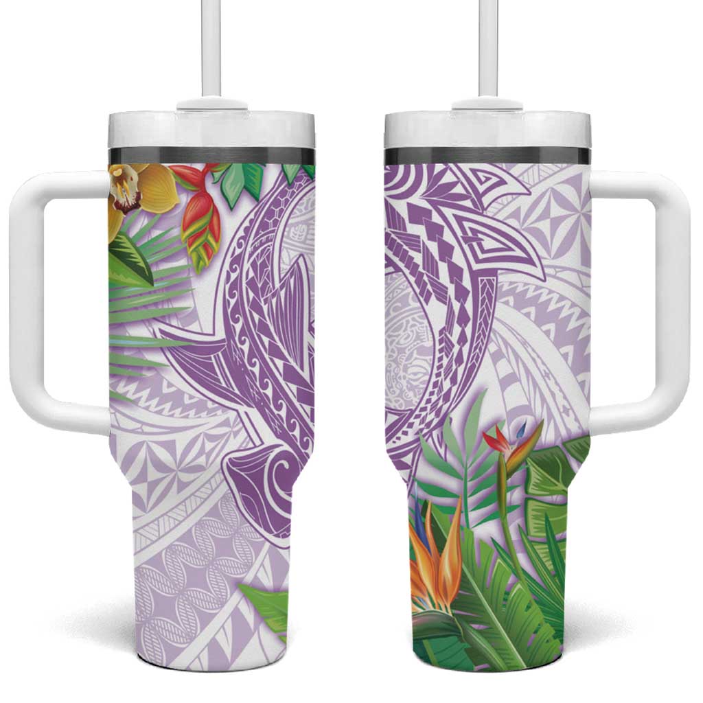 Polynesia Tumbler With Handle Sharks Duo Tropical Lavender