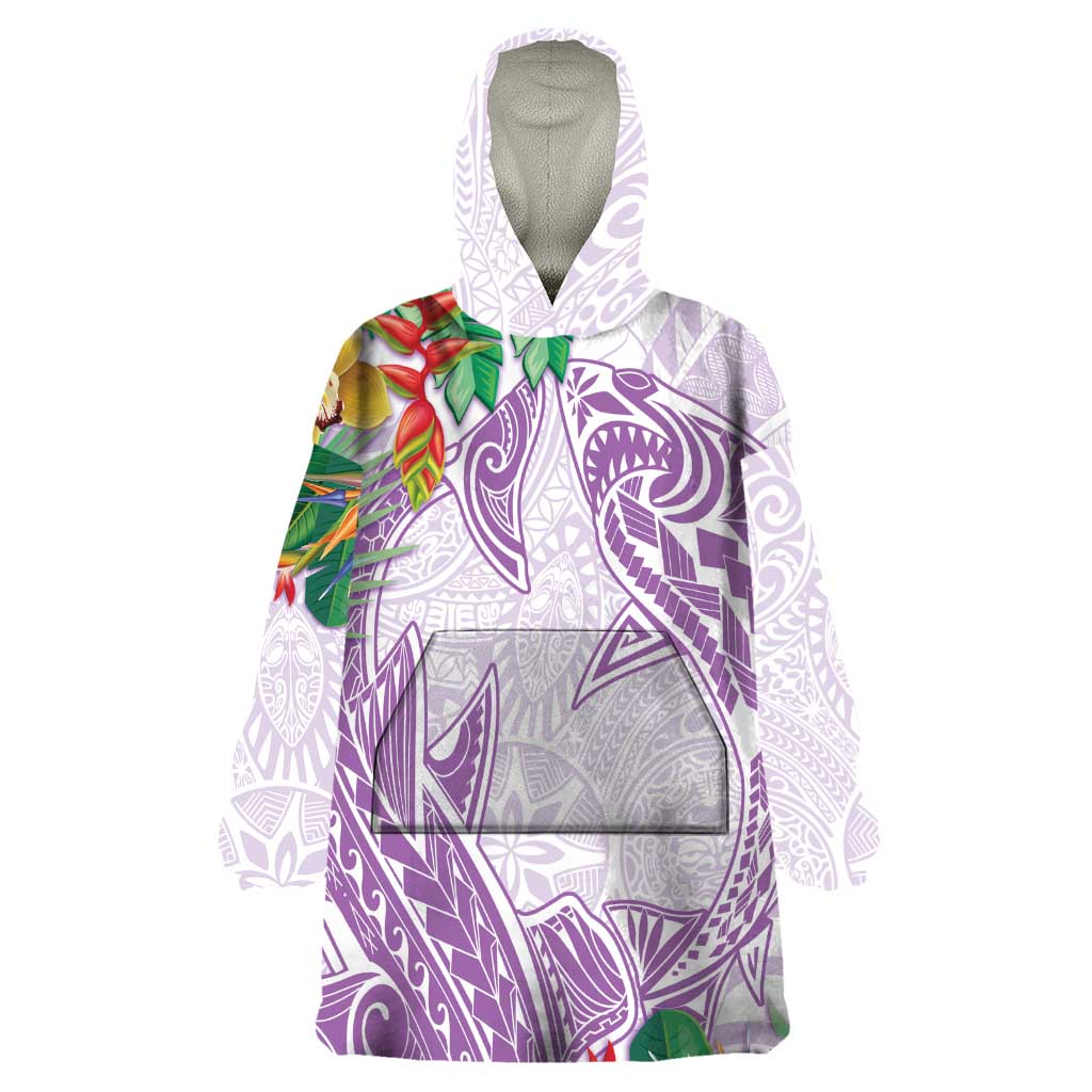 Polynesia Wearable Blanket Hoodie Sharks Duo Tropical Lavender LT7 One Size Lavender - Polynesian Pride
