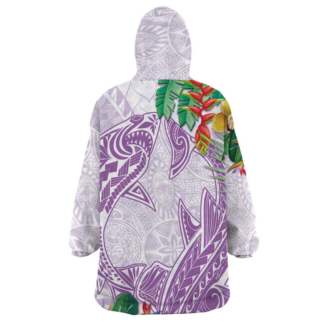 Polynesia Wearable Blanket Hoodie Sharks Duo Tropical Lavender LT7 - Polynesian Pride