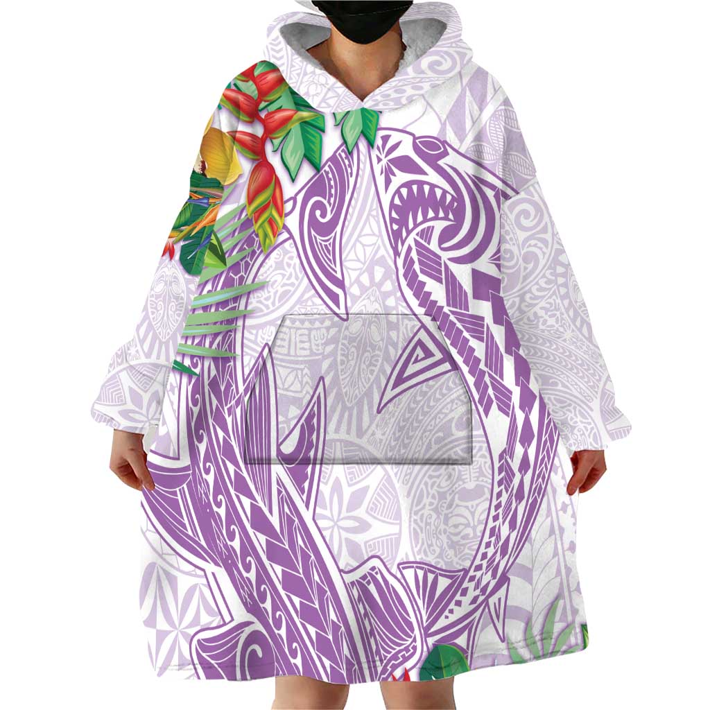 Polynesia Wearable Blanket Hoodie Sharks Duo Tropical Lavender LT7 - Polynesian Pride