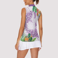 Polynesia Women Sleeveless Polo Shirt Sharks Duo Tropical Lavender LT7 - Polynesian Pride
