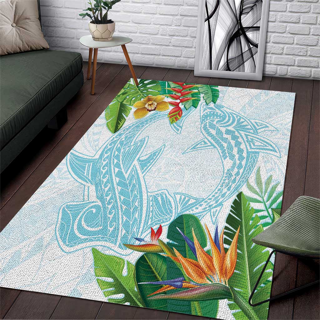 Polynesia Area Rug Sharks Duo Tropical Turquoise